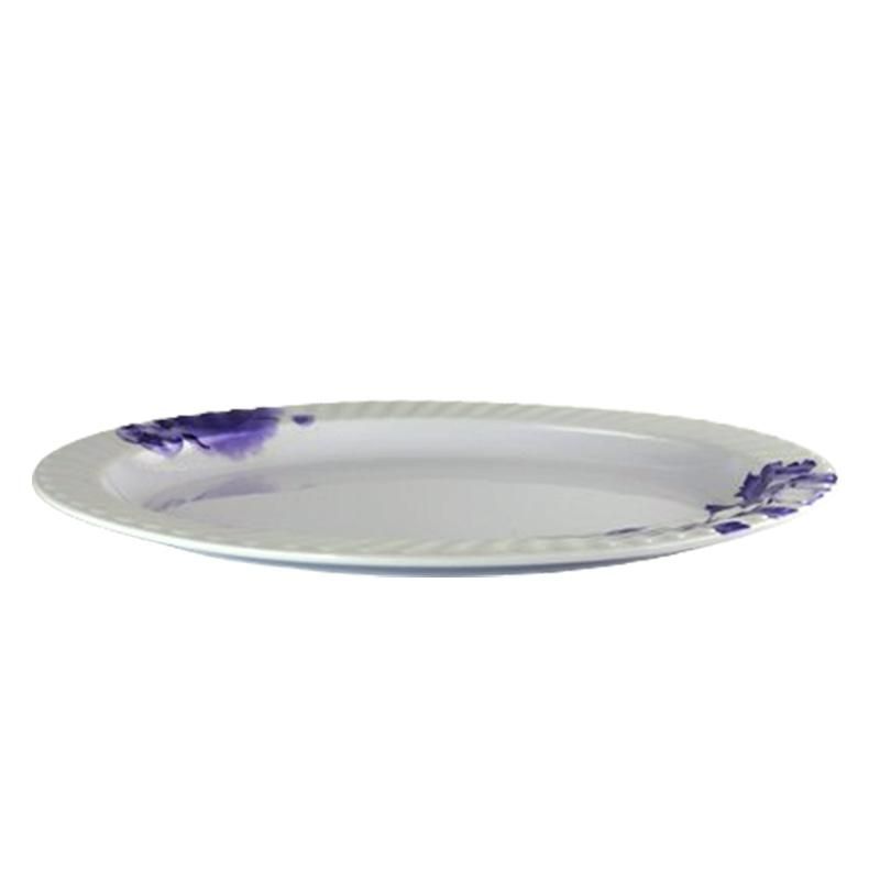 24 Pieces 14" Marble Doted Melamine Oval Plate - Plastic Dinnerware