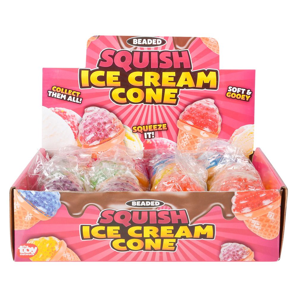 144 pieces 3.5" Squeezy Bead Ice Cream Cone - Slime & Squishees