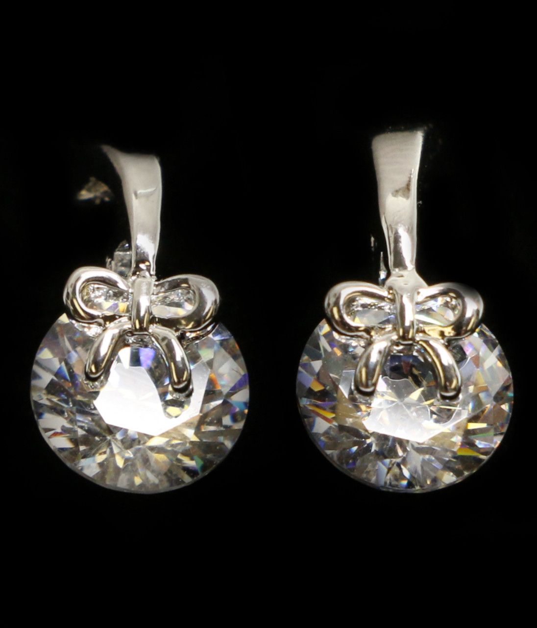 60 Wholesale Silver Tone Cubic Zirconia Stud Earrings