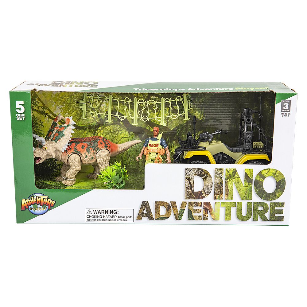 10 pieces Triceratops Adventure Set - Car, Planes, Trains & Bikes
