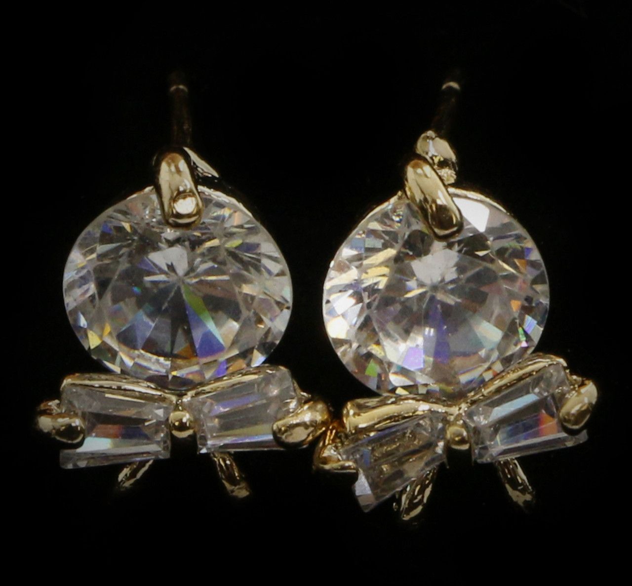 60 Wholesale Gold Tone Cubic Zirconia Stud Earrings