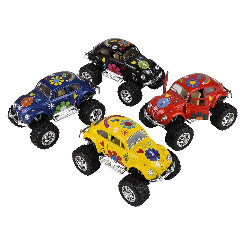 96 pieces 5" DiE-Cast Pull Back Big Wheel Vw Beetle W/printing - Car, Planes, Trains & Bikes