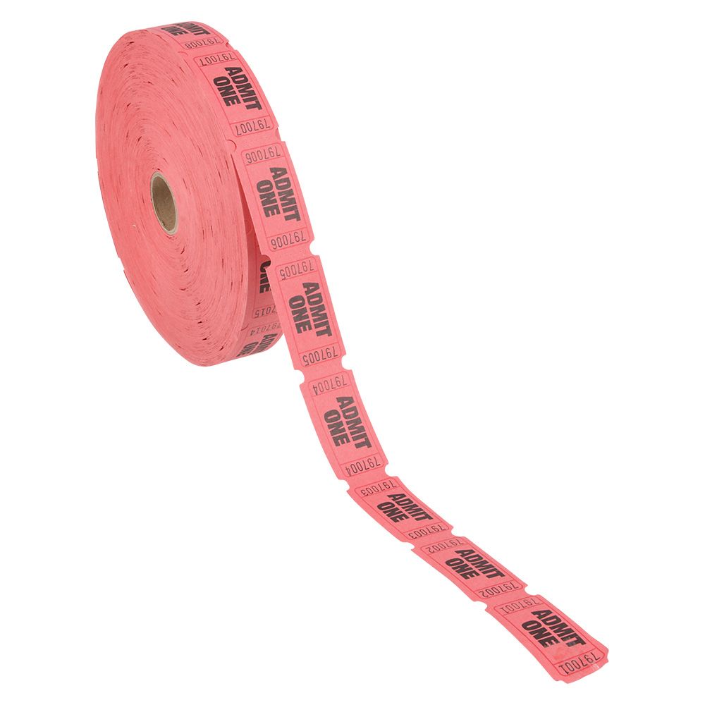 40 pieces Admit One Single Ticket Rolls Red - Party Paper Goods
