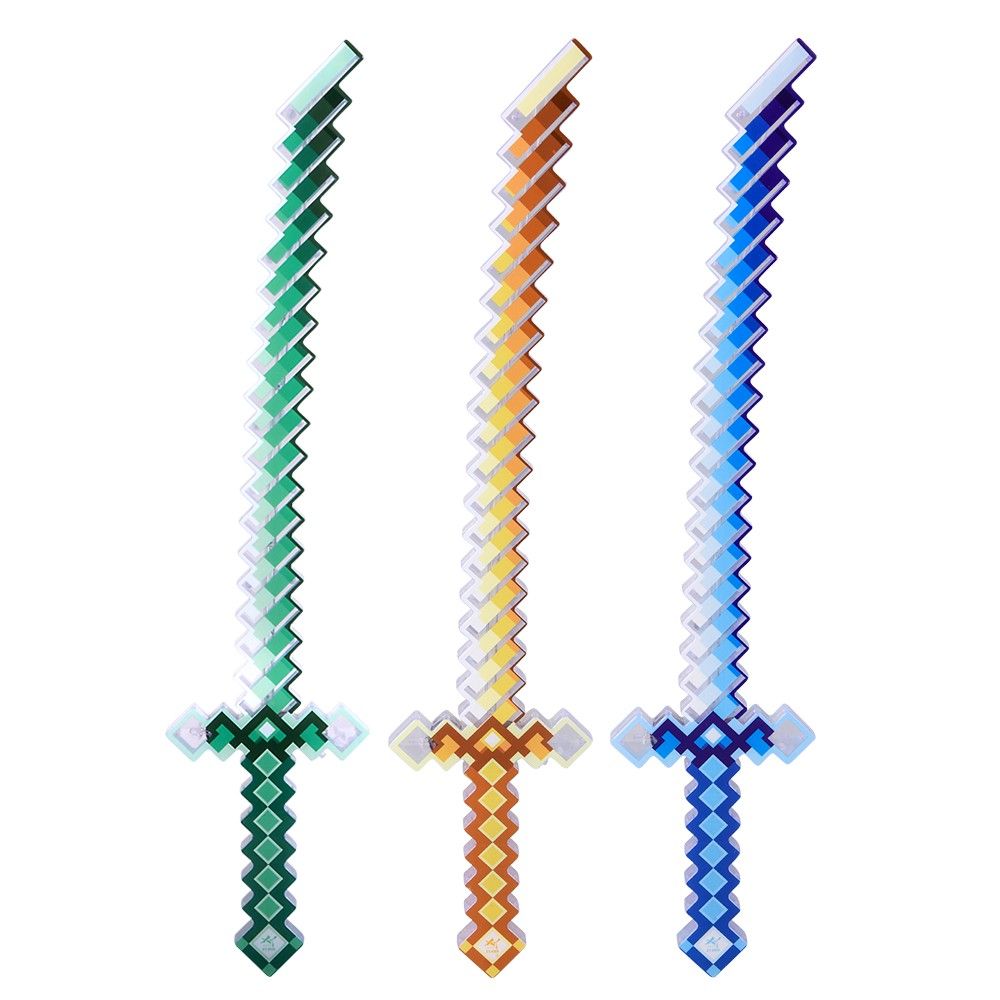 48 pieces 26" LighT-Up Pixel Crystal Katana With Sound - Light Up Toys