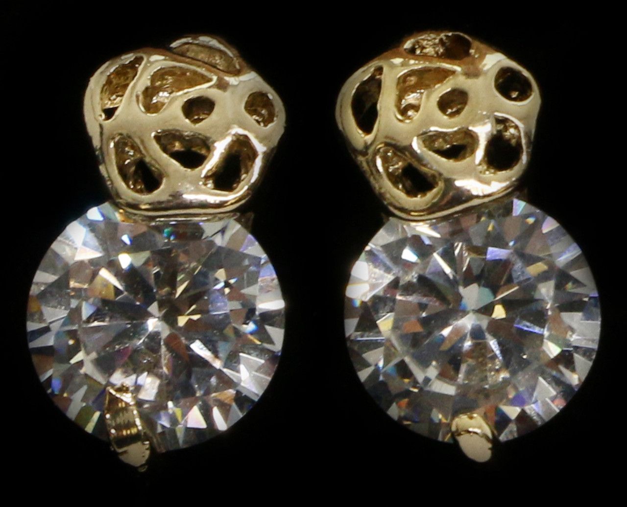 60 Wholesale Gold Tone Cubic Zirconia Stud Earrings