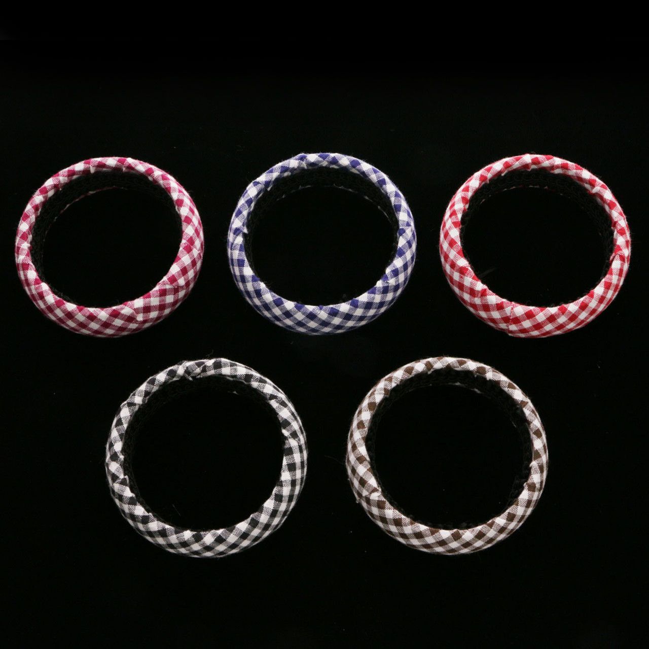 60 Wholesale Bangle Bracelet Covered Gingham Plaid Print
