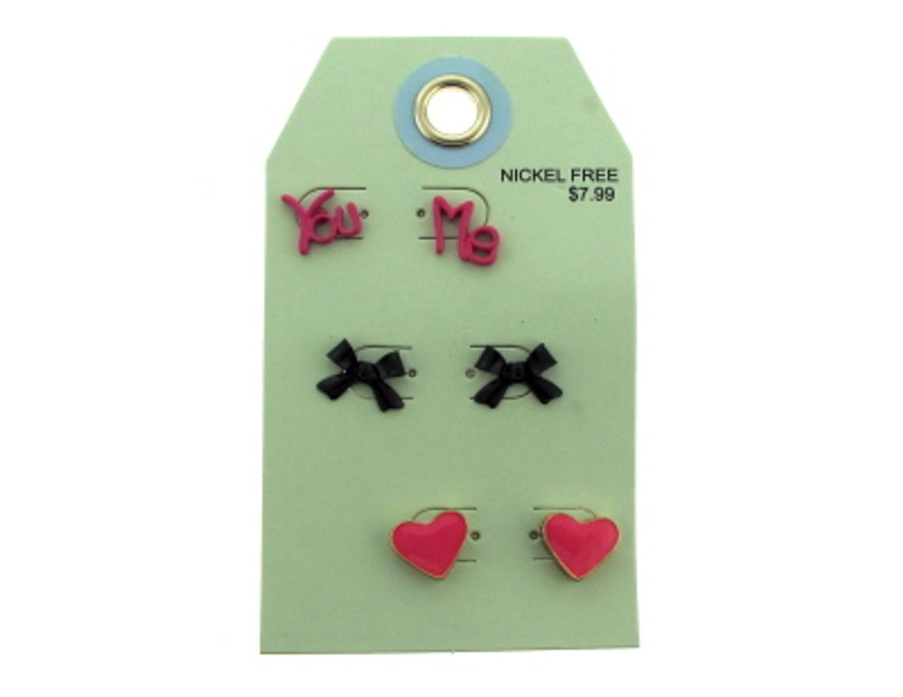 60 Wholesale Multiple Pink And Black Stud Earrings