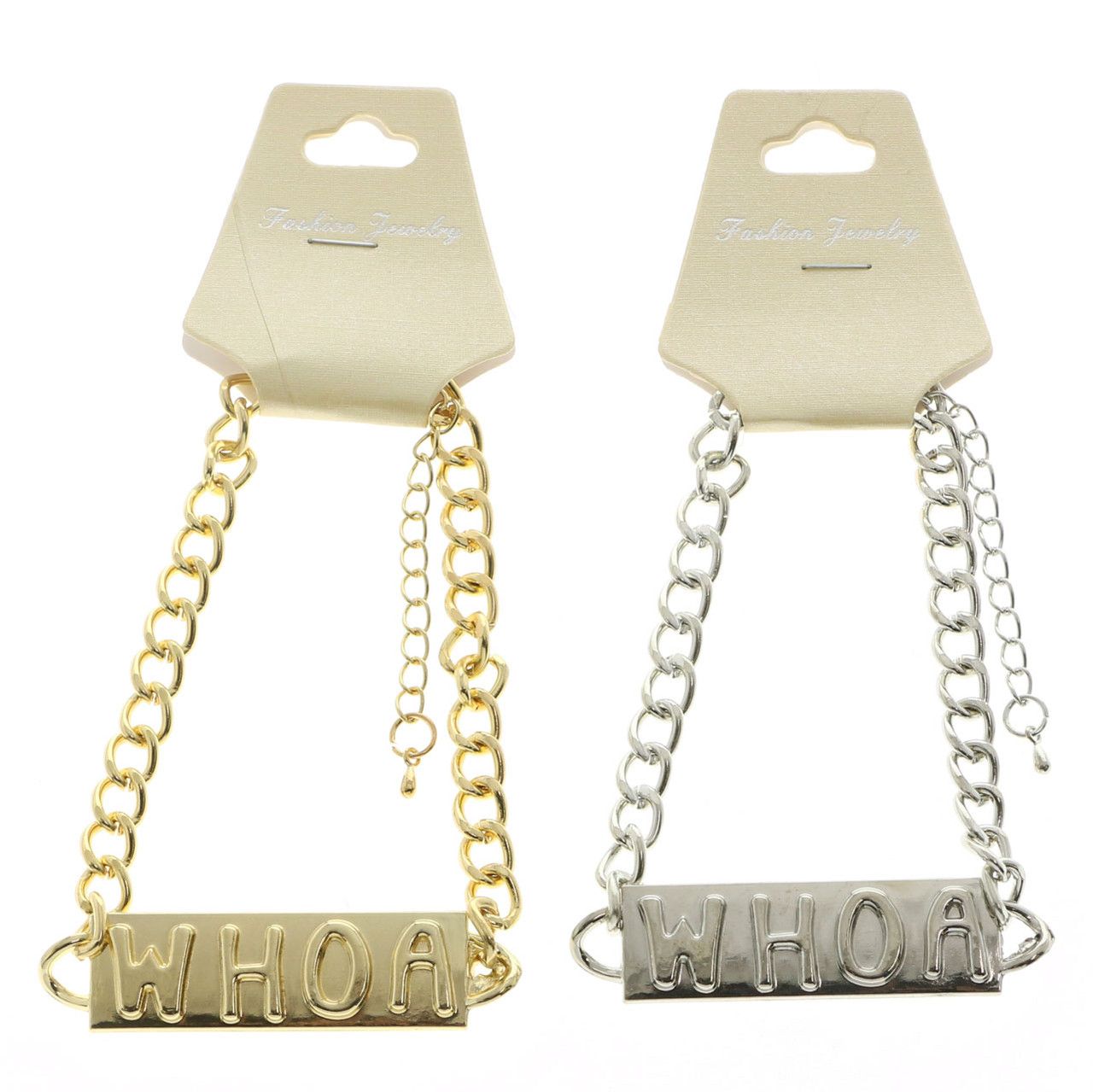 60 Wholesale Gold And Silver Tone Whoa Bracelets