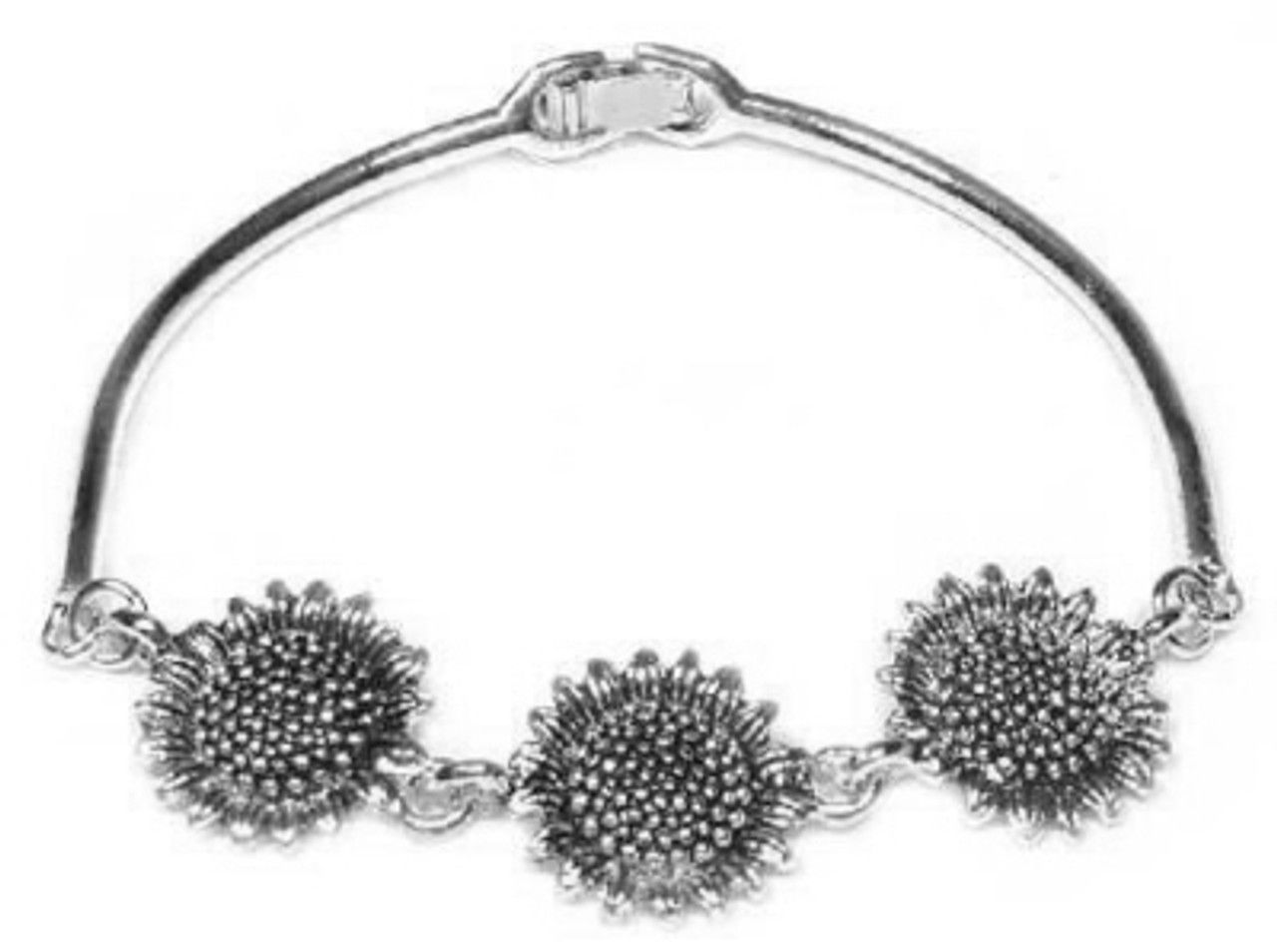 60 Wholesale Silvertone Cast Bracelet With Silvertone Cast Sunflowers