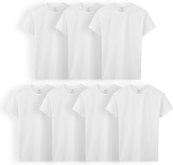 Fruit Of The Loom Boys Cotton Crew Neck Undershirt In White Size Small
