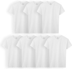 Fruit Of The Loom Boys Cotton Crew Neck Undershirt In White Size Medium