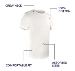 24 Wholesale Girls Youth Cotton White T-Shirts Size Medium