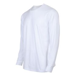36 Pieces Men's Classic Crew Neck Long Sleeves Ribbed Cuff T-Shirt White Large - Mens Sweat Shirt