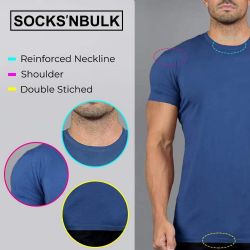 36 Pieces Men's Cotton Short Sleeve T-Shirt Size 4X-Large - Blue - Solid T-Shirts
