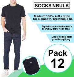 24 Pairs of Men's Cotton Short Sleeve T-Shirt Size 4X-Large, Black