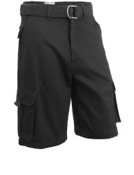 12 of Mens 13in Inseam Twill Belted Cargo Shorts Black T