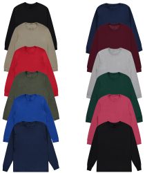 24 Pieces of Mens Assorted Mix Light And Dark Colors Long Sleeve T-Shirt Size 2xlarge