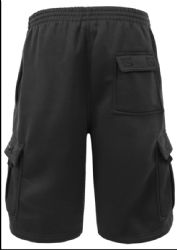 12 of Mens Cargo Pocket Fleece Sweat Shorts Black