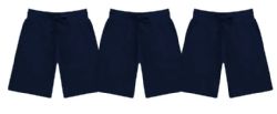 12 Wholesale Mens Cotton Fleece 3 Pocket Shorts Navy Blue Size Large