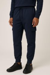 12 Pieces Mens Cotton Fleece Cargo Joggers In Navy Size 2X-Large - Mens Sweatpants