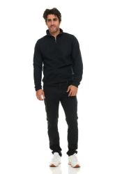 Mens Cotton Fleece Line Quarter Zip Sweat Shirt In Assorted Colors Size 2xlarge