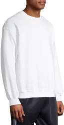 Mens Cotton White Crew Neck Sweatshirt Size 3xlarge