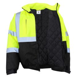 12 Pieces of Mens Highviz Class 3 Heavy Weight Padded MultI-Pocket Hooded Jacket Neon C