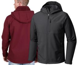 12 Pieces of Mens Hooded WateR-Resistant Soft Shell Full Zip Jacket In Burgundy B