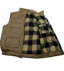 12 Pieces of Mens Multiple Pocket Water Resistant Utility Padded Vest Tan B