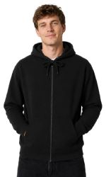 24 Wholesale Mens Sponge Fleece Full Zip Hoodie Black Size Small