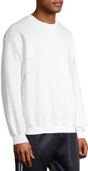 6 Pieces Mens White Cotton Blend Fleece Sweat Shirts Size L Pack Of 6 - Mens Sweat Shirt