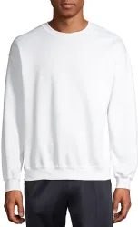 12 Pieces Mens White Cotton Blend Fleece Sweat Shirts Size L Pack Of 12 - Mens Sweat Shirt