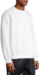 Mens Cotton White Crew Neck Sweatshirt Size 2xlarge