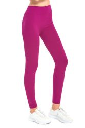 36 Pieces Mopas Ladies Seamless Fleece Leggings D.purple - Womens Leggings