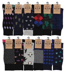 60 Wholesale Yacht & Smith Assorted Design Mens Dress Socks, Sock Size 10-13 Assorted 12 Designs