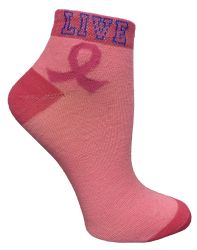 240 Wholesale Yacht & Smith Live, Breast Cancer Awareness Ankle Socks, Size 9-11