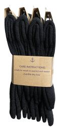 240 Wholesale Yacht & Smith Womens Terry Line Merino Wool Thick Thermal Boot Socks, Solid Black