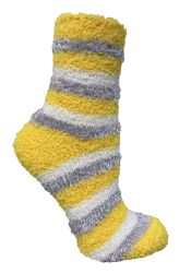 84 Wholesale Yacht & Smith Women's Fuzzy Snuggle Socks , Size 9-11 Comfort Socks Assorted Stripes