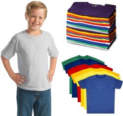 576 Wholesale Kids Unisex Cotton Crew Neck T-Shirts, Assorted Sizes And Colors, Ages 4-12
