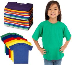 576 Wholesale Kids Unisex Cotton Crew Neck T-Shirts, Assorted Sizes And Colors, Ages 4-12