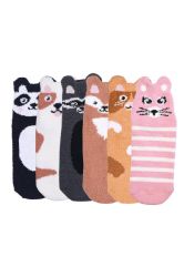 120 Pairs Sofra Cozy Picot Animal Anklet W/ Grippers 9-11 - Girls Ankle Sock