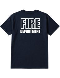 12 Wholesale Unisex Cotton Fire Department Printed T Shirt Navy With White Print Back And Front Size 3X-Large