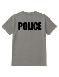 48 Pieces Unisex Cotton Police Printed T Shirt Gray With Black Print Back And Front Size Large - Event Personnel Tees