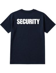 48 Pieces of Unisex Cotton Security Printed T Shirt Navy With White Print Back And Front Size Small
