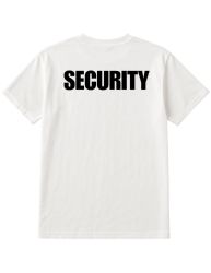 24 Wholesale Unisex Cotton Security Printed T Shirt White With Black Print Back And Front Size Small