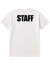 24 Pieces Unisex Cotton Staff Printed T Shirt White With Black Print Back And Front Size 3xlarge - Event Personnel Tees