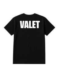 12 Wholesale Unisex Cotton Valet Printed T Shirt Black With White Print Back And Front Size Medium