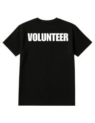 48 Pieces Unisex Cotton Volunteer Printed T Shirt Black With White Print Back And Front Size Large - Event Personnel Tees