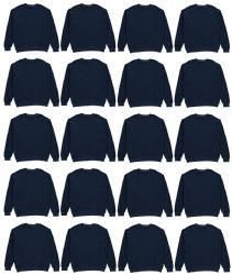 Unisex Fleece Line Cotton Crew Neck Sweat Shirt Navy Size Small