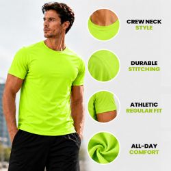 12 Wholesale Unisex Moisture Wicking Neon Green T Shirt Size Medium